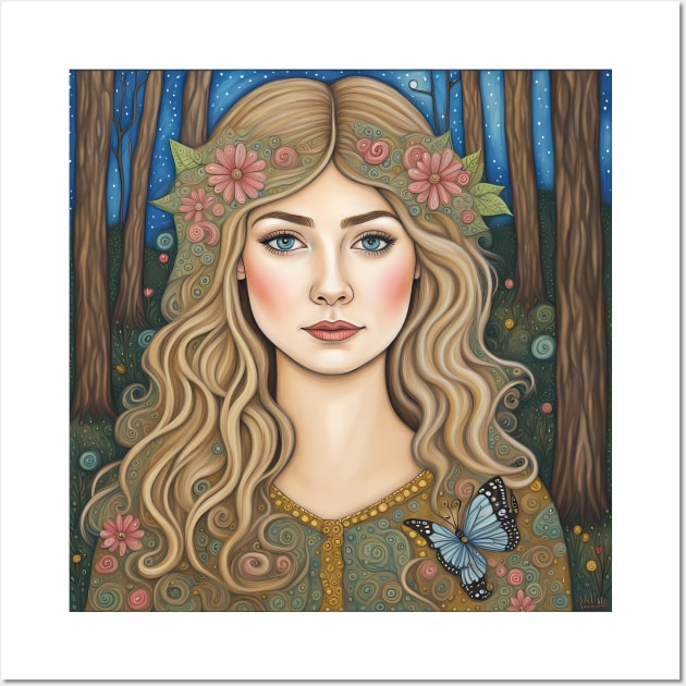 Rosamund Pike as a fairy in the woods Wall Art by Colin-Bentham